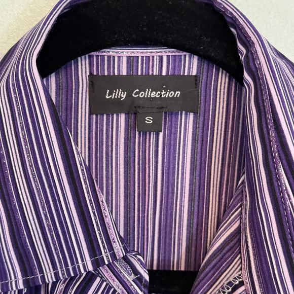 Lilly Collection Shirt Dress Womens S Purple Stripe Button Long Sleeve Midi NWT - Picture 6 of 9